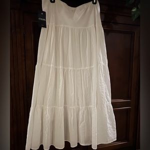 Chaps White Tiered Midi Skirt Size XL
